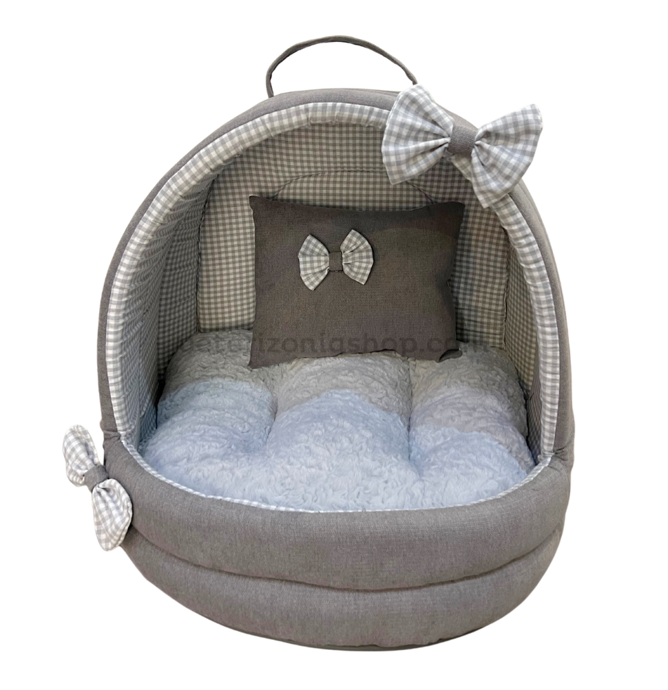 Cama-Iglú Vichy Gris para Perros y Gatos | Veterizonia