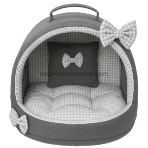 Cama-Iglú Vichy Gris para Perros y Gatos