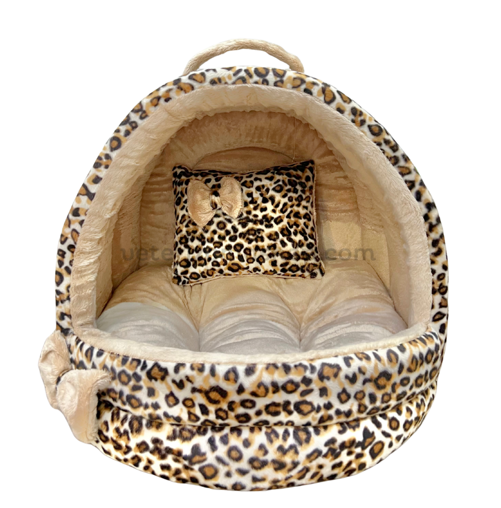 Cueva Iglú Leopardo para Perro y Gato: vista frontal del tejido original
