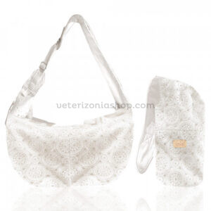 Bolso para Perros con Bandolera Ajustable – Off-White Crochet Milk&Pepper