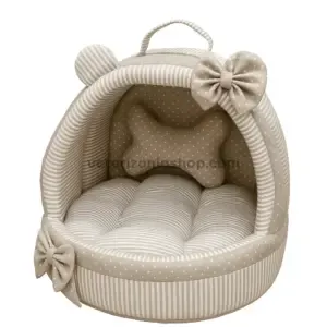Cama Cueva Beige para Perros y Gatos con Cojín Reversible
