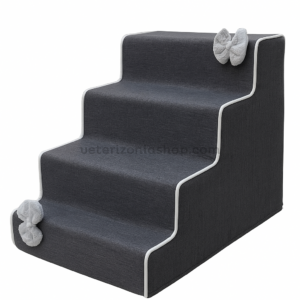 Escalera Desenfundable para Perros Mini de 4 Peldaños – Color Gris oscuro