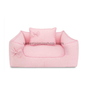 Cama para Perros Rosa con Detalles en Flores y Rayas