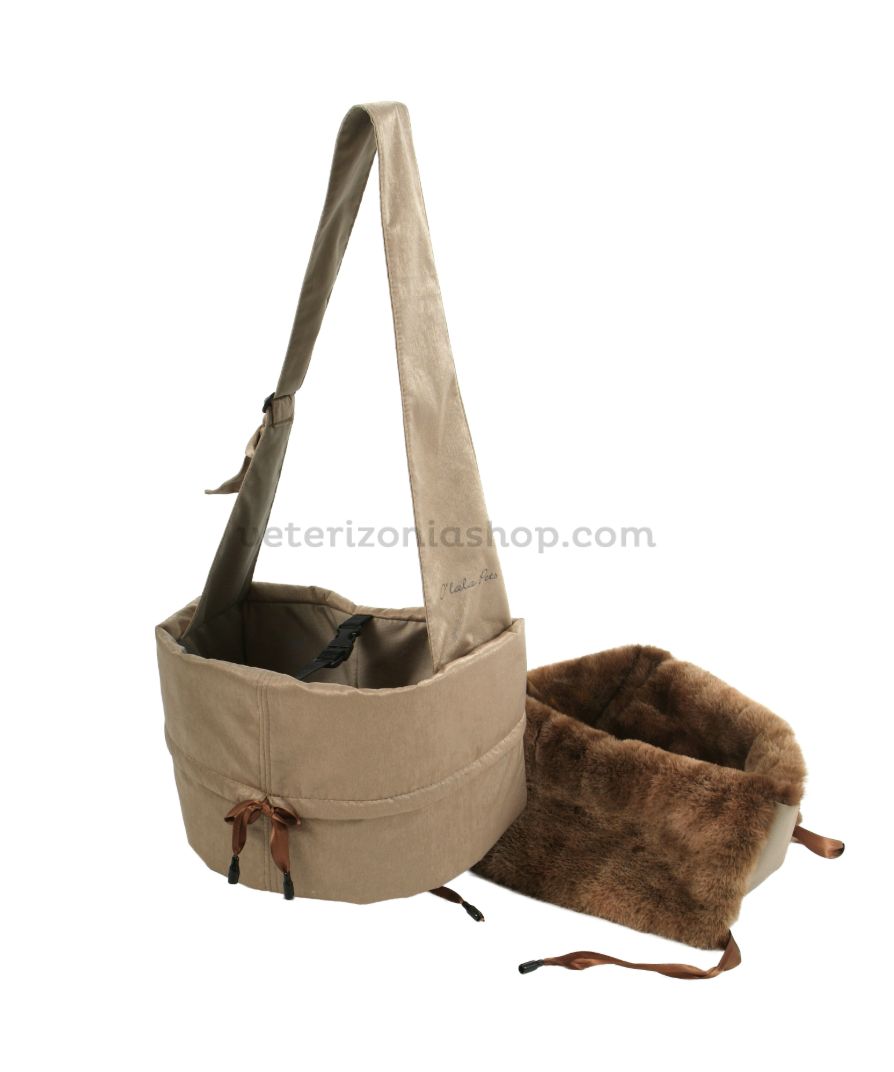 Bolso de transporte para perro pequeño Tina brown con interior desmontable