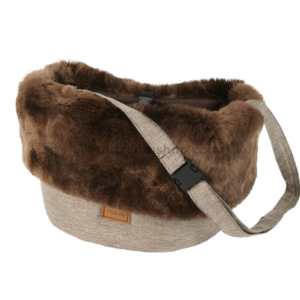 Bolso de transporte para perro pequeño bandolera ajustable Light Brown