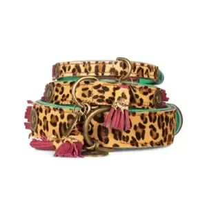 Collar para perro Lou Lou con estampado de leopardo artesanal