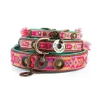 → Collar para perro Pink Boho Rosa de cuero artesanal con diseño bohemio
