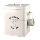 Contenedor de pienso para gatos Tinpet metálico con tapa y cacito