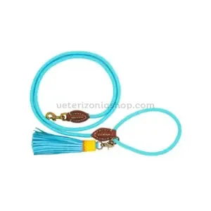 Correa para perros Classic Rover azul de cuero trenzado artesanal