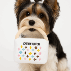 juguete para perros Chewy Vuiton Mini Blanco con chirriador, diseño tipo bolso de lujo Haute Diggity Dog