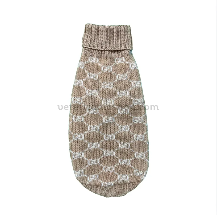 Jersey para Perro 100% Lana Merino Color Caramelo | Súper Suave y Calentito Jersey para perro 100% lana merino color caramelo con diseño jacquard, cálido, suave y fabricado en Italia.