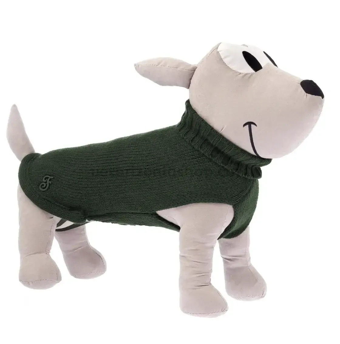 Perro maniquí con Jersey para Perros Sofía color verde, ropa de invierno cálida y cómoda para mascotas.