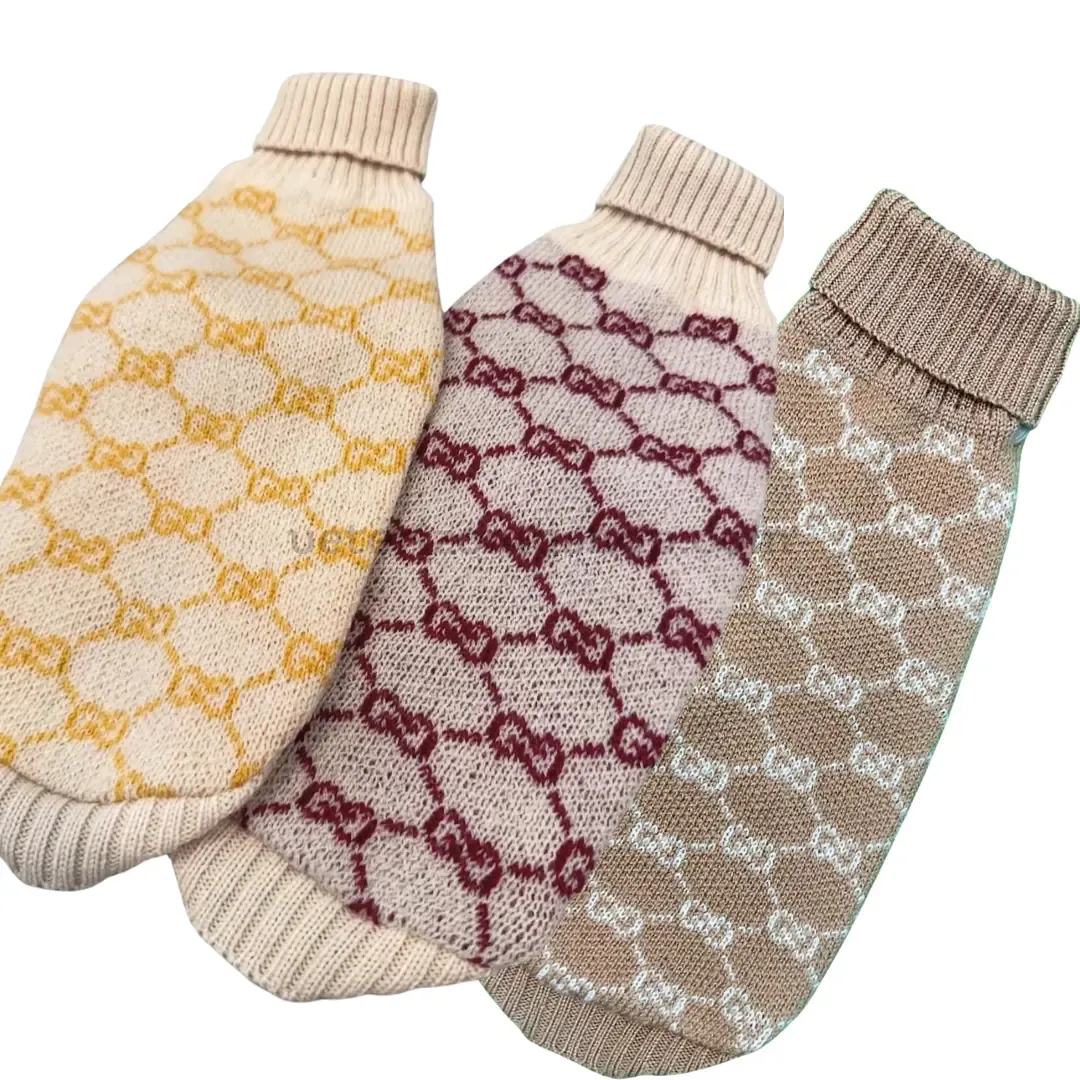 Jersey para perro lana merino jacquard color caramelo