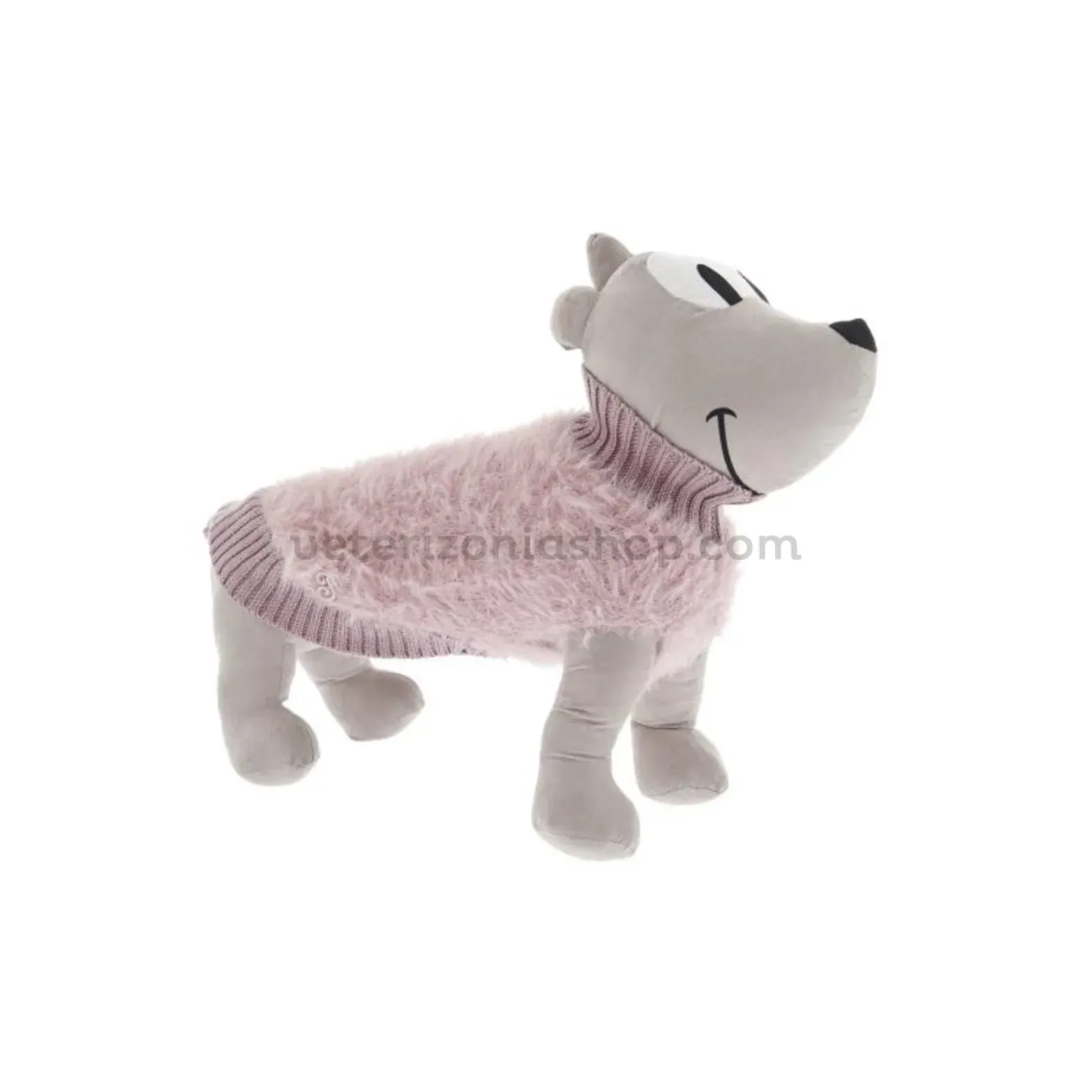 Maniquí con jersey peluche rosa para perro, modelo cálido y elegante