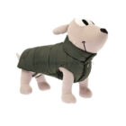 plumífero para perro verde visto de perfil, abrigo térmico para perros pequeños y medianos