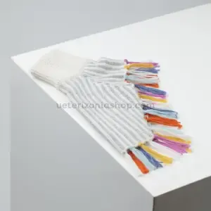 Poncho de alpaca para perro Rainbow doblado con flecos multicolor