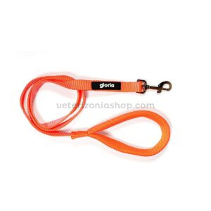 Correa reflectante naranja flúor para perros pequeños con asa acolchada y mosquetón metálico