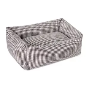 cama para perro desenfundable vichy marrón chocolate rectangular