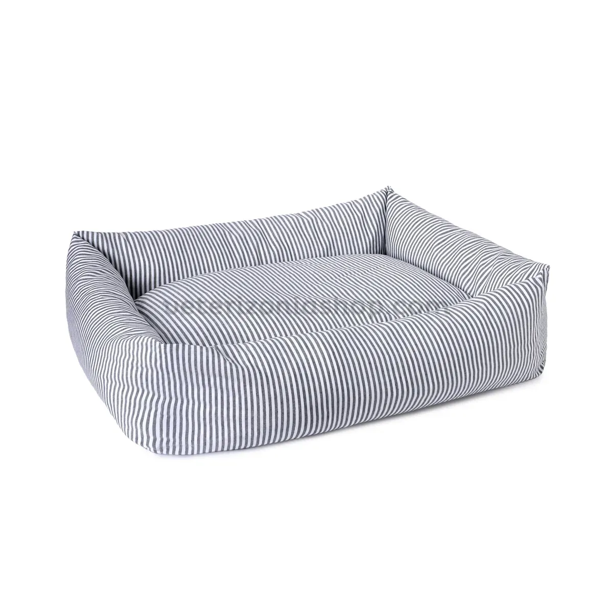 cama-perro-desenfundable-rayas-grises-vista-general-veterizonia La cama para perro desenfundable rayas grises combina diseño moderno y máximo confort. Su funda extraíble permite un lavado fácil a 30 °C, manteniendo siempre el descanso de tu mascota limpio e higiénico. Disponible en 4 tallas y opción de nombre bordado personalizado.