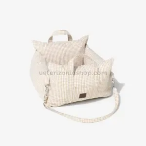 Asiento de coche para perros desenfundable beige acolchado para perros pequeños