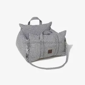 Asiento de coche para perros desenfundable vichy negro acolchado para perros pequeños