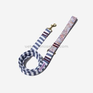 Correa para perro rayas azul floral ajustable