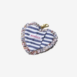 Porta bolsas higienicas para perro rayas azul con detalle floral