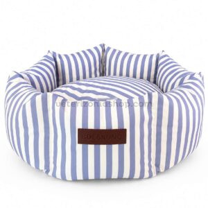 cama mediterránea para perros rayas azules