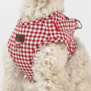 arnés wrap perro vichy rojo premium acolchado para perro pequeño