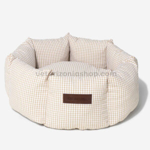 cama perro vichy beige desenfundable premium