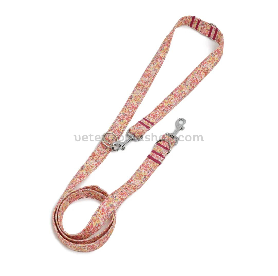 Correa multiposición floral rosa premium para perro pequeño modelo Blossom ajustable y resistente
