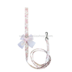 Correa para perro floral rosa premium con lazo decorativo haciendo juego con arnés vestido