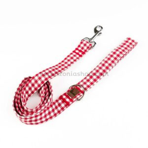 correa perro vichy rojo premium ajustable y resistente para paseo diario
