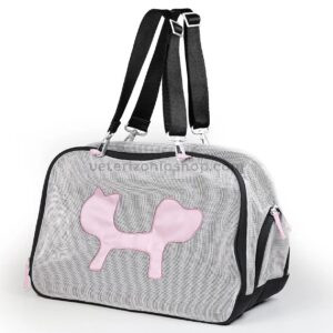 Transportadora Mesh Bag rosa para perros y gatos pequeños tipo bolso y mochila transpirable