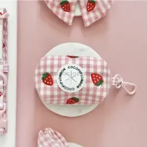 porta bolsas perro vichy rosa con fresas