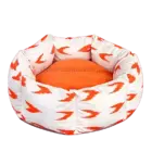 Cama heptagonal premium para perros con tela lengua mallorquina naranja