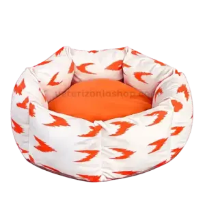 Cama heptagonal premium para perros con tela lengua mallorquina naranja