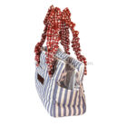 Bolso transportín para perros rayas azules con ventilación lateral y apertura superior acolchada