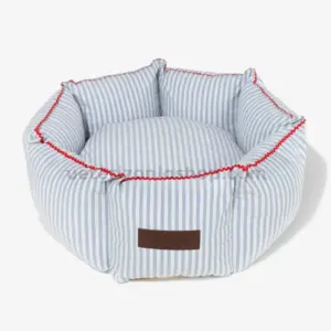 Cama Cupcake para perros desenfundable Cascais en rayas azules de algodón