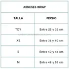 Guía de tallas del arnés para perros rayas coral.