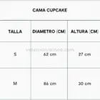 Medidas de la cama Cupcake para perros Cascais tallas S y M