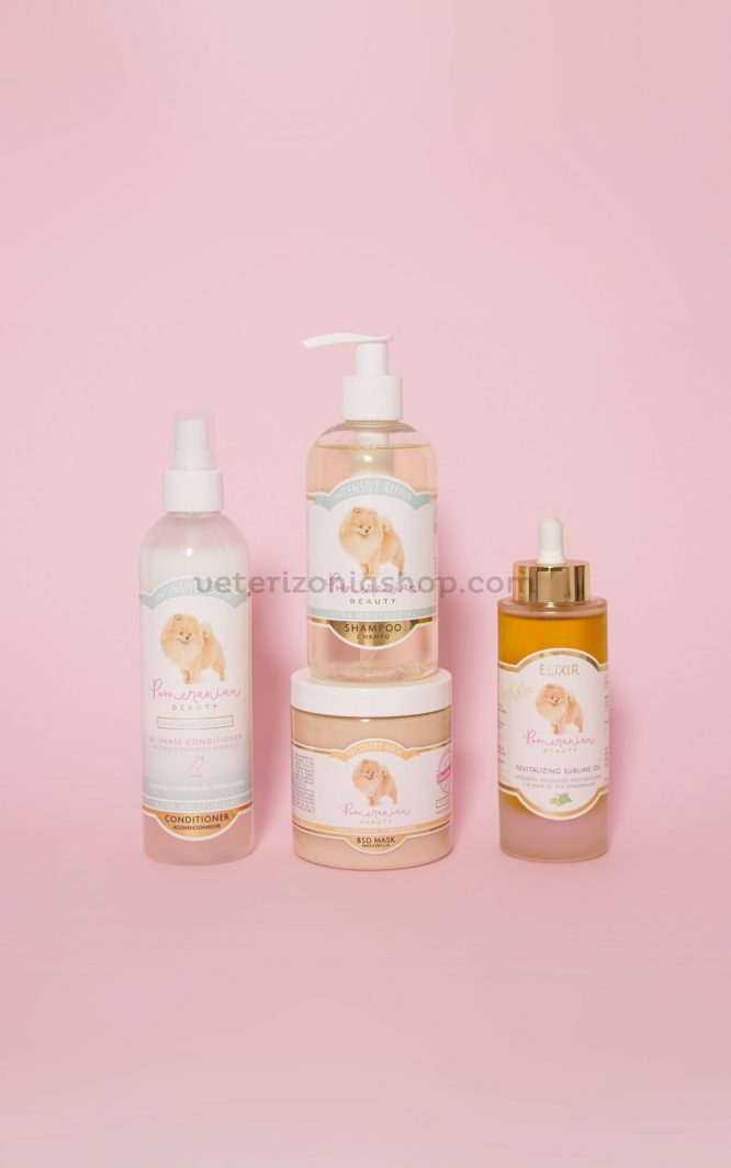Pack Recovery Pomeranian Beauty con Elixir 100 ml Pack Recovery Pomeranian Beauty con champú, mascarilla, spray acondicionador y Elixir de 100 ml