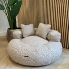 Cama sofá redonda Teddy Beige para perros 70 cm
