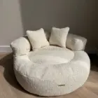 Cama sofá redonda de bouclé crema para perros 70 cm