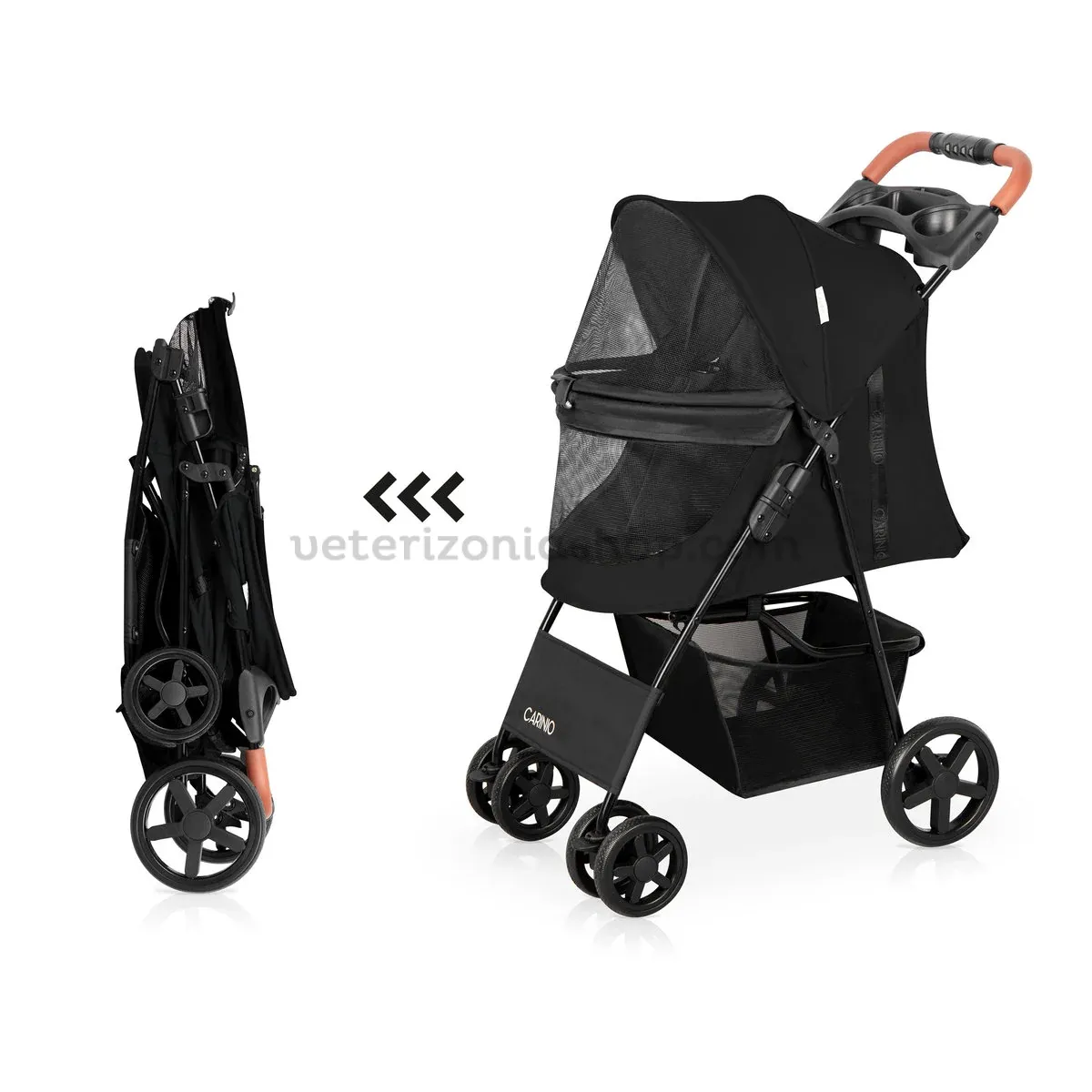 Carrito FINU Carbon abierto y plegado