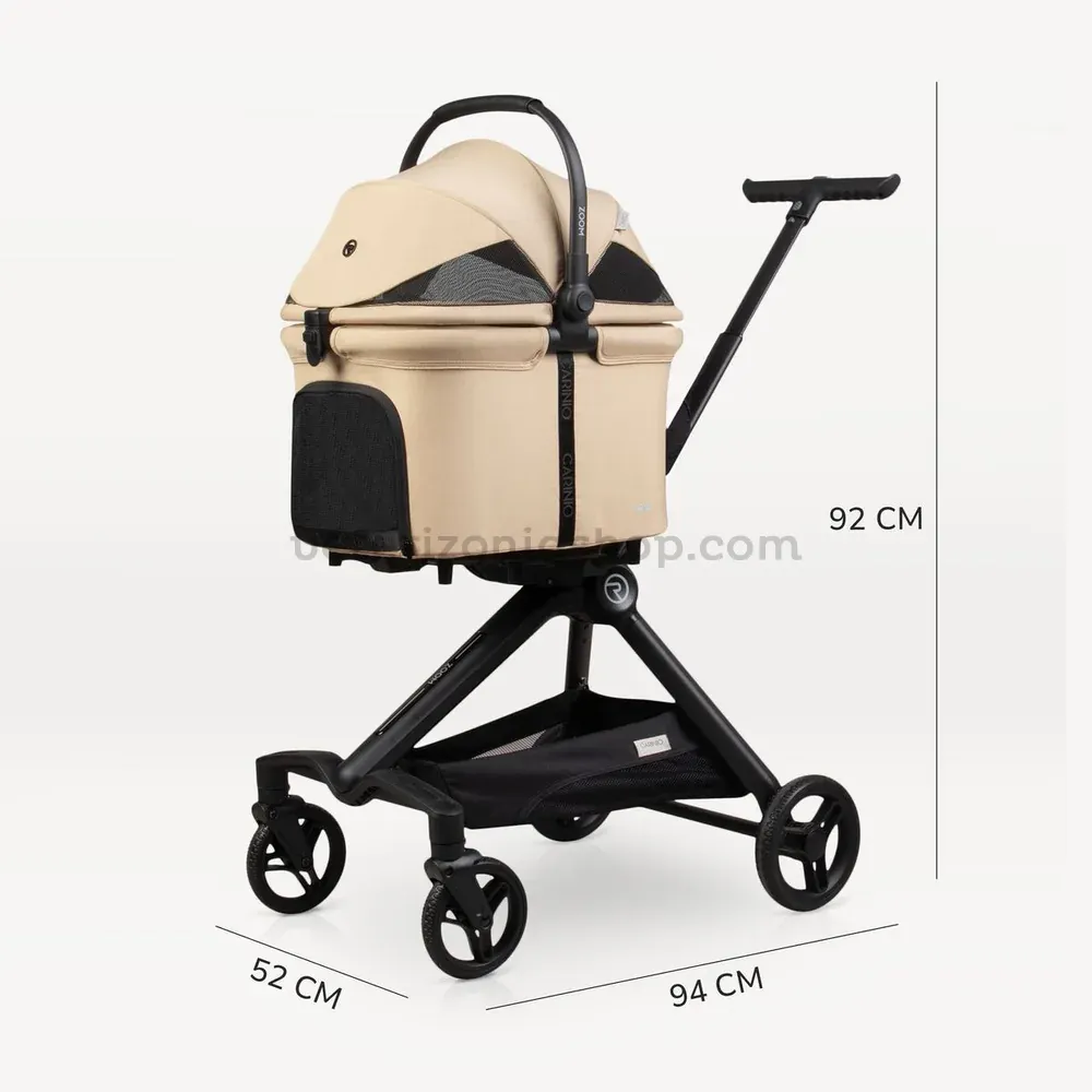 Medidas del carrito para perros y gatos Urban Luxe Beige abierto