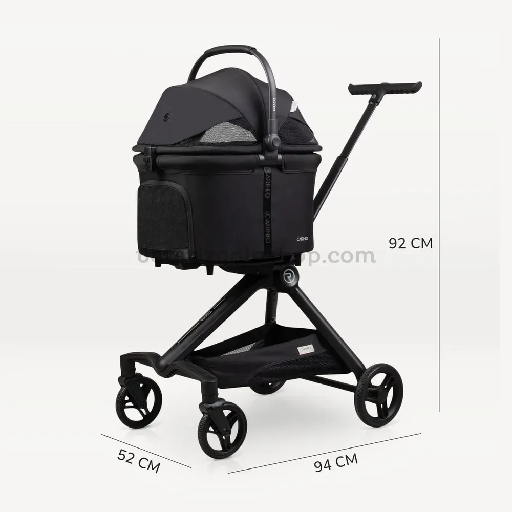 Medidas del carrito Urban Luxe negro abierto 92 x 94 x 52 cm