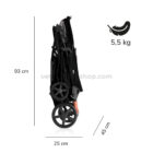 Medidas del carrito FINU Carbon plegado: 93 por 25 por 45 cm