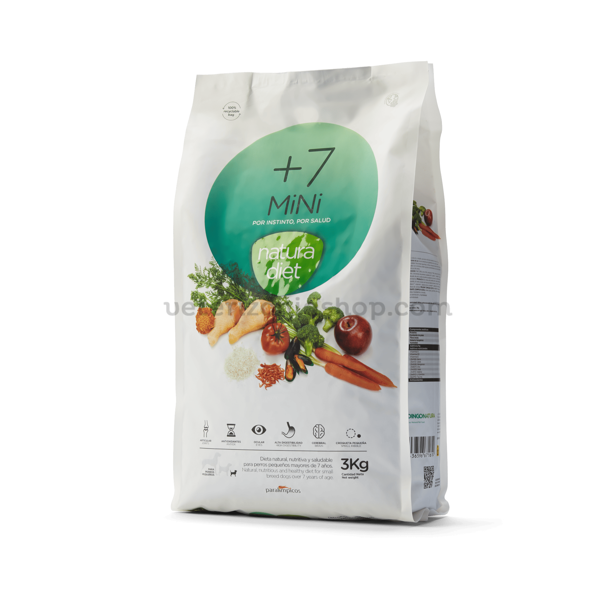 Natura Diet +7 Mini – envase oficial Saco de Natura Diet +7 Mini