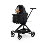 Perro pequeño en carrito Urban Luxe negro con cesta elevada